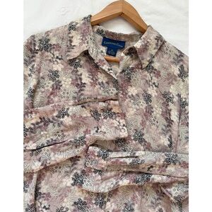 Vintage Charter Club Silk Floral Button Down Blouse Size 10